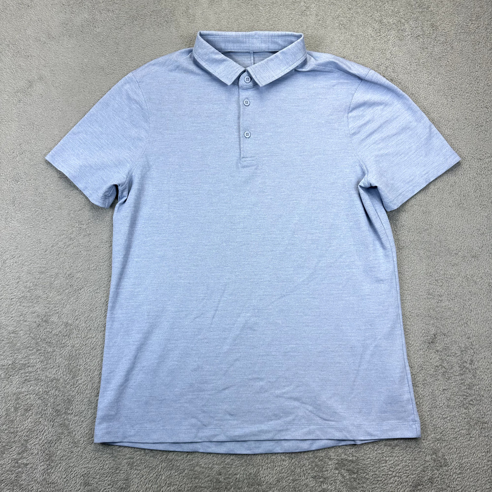 Lululemon Evolution Short Sleeve Polo Shirt Mens M Light Blue Performance Golf